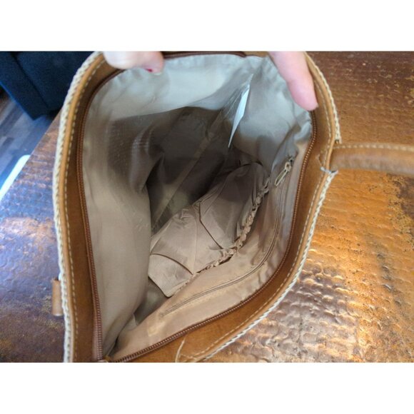 Vintage Woven Striped Shoulder Bag Beige Cream Green Pink - Picture 5 of 8